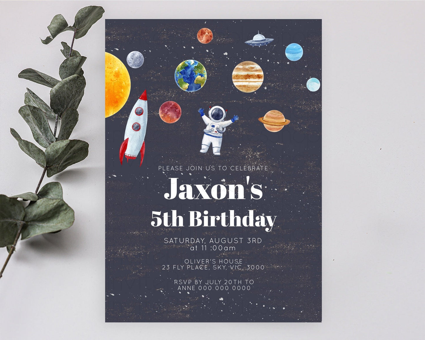 Space Birthday Invitation Space 1st Birthday Invites First Trip Around the Sun Invite Sky Stars Planets Milkyway Solar System Invite D10144