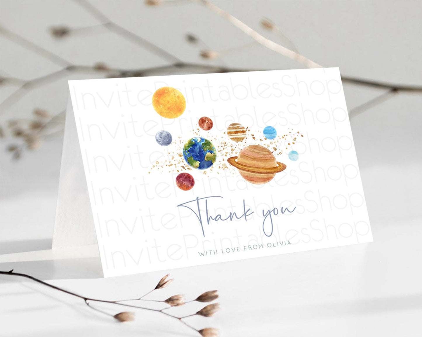 Space Thank You Space Thank You Card First Trip Around the Sun Thank You Card Planets Solar System First Birthday Thank You Cards D10598