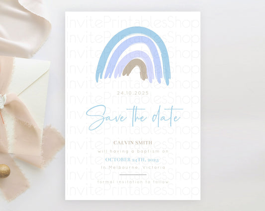 Editable Pastel Rainbow Save The Date Template Boho Colorful Rainbow Party R