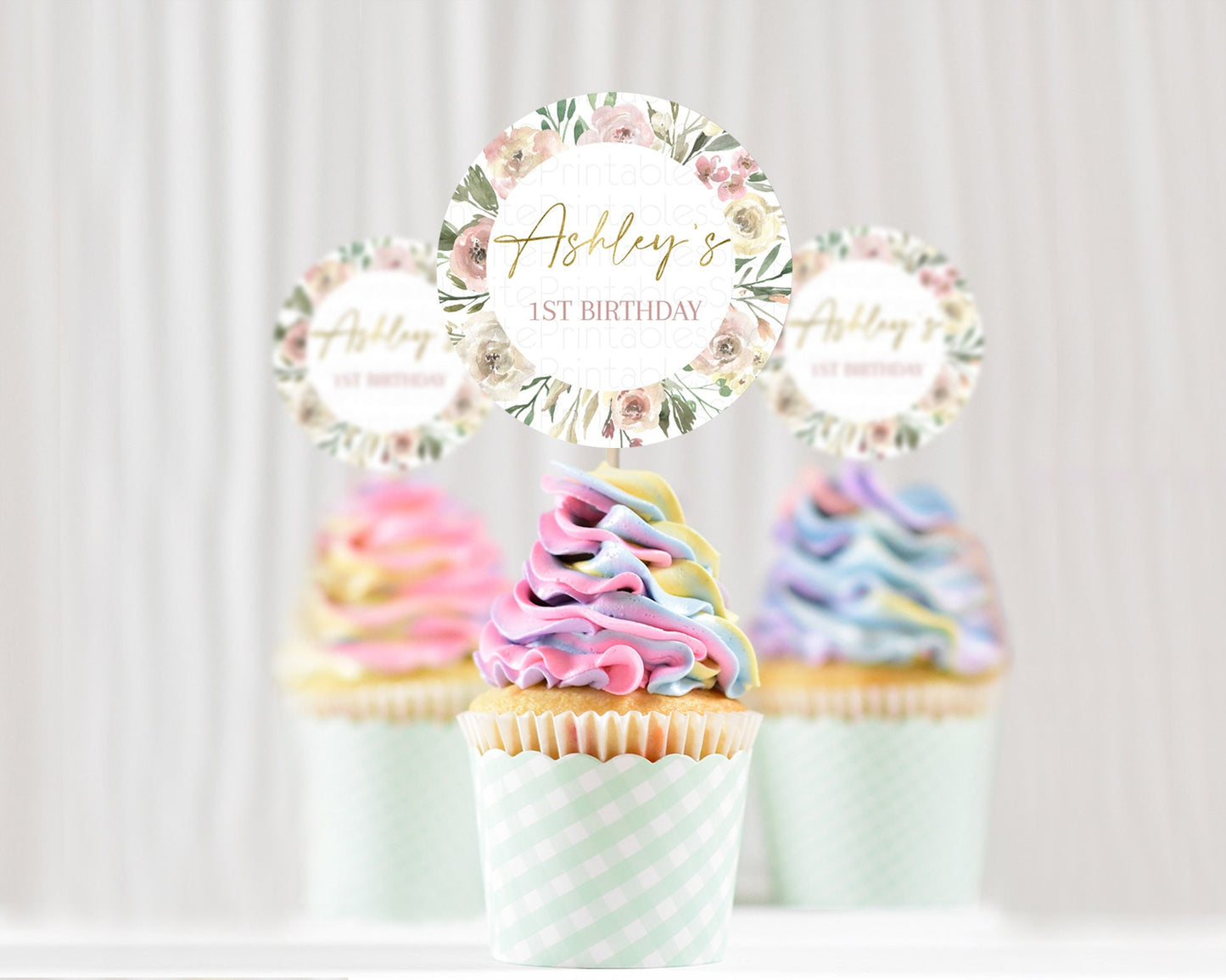 Secret Garden Cupcake Toppers Wildflower Cupcake Toppers Pastel Flowers Cupcake Toppers Enchanted Garden Boho Floral First Birthday D10202