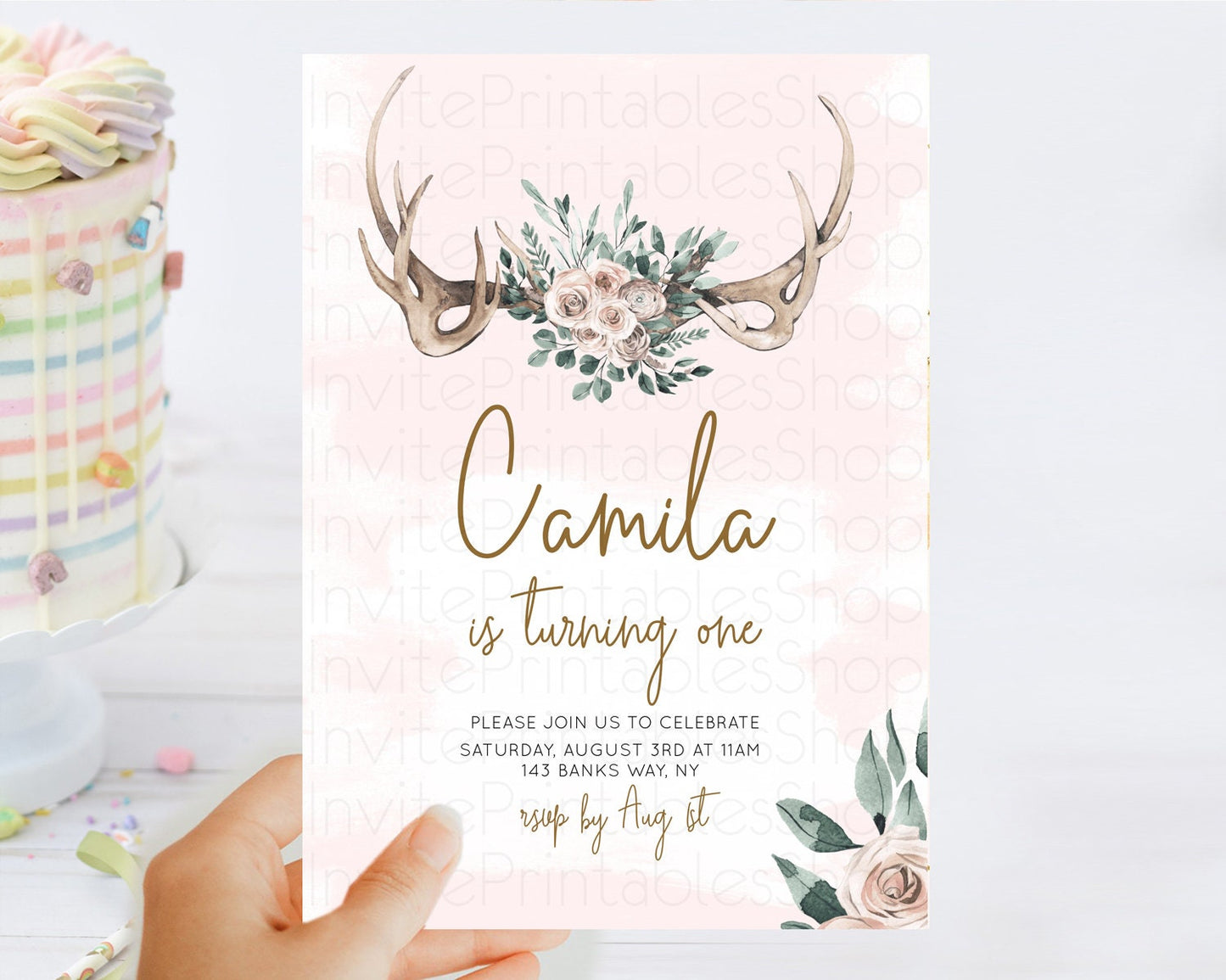 Secret Garden Invitation Wildflower Birthday Invitation Pastel Flowers Invite Enchanted Garden Boho Floral 3rd 2nd First Birthday D11000