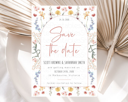 Wildflower Save The Date Template Secret Garden Save The Date Pastel Floral Garden Party Boho Flowers Birthday Baby Shower Wedding D10682