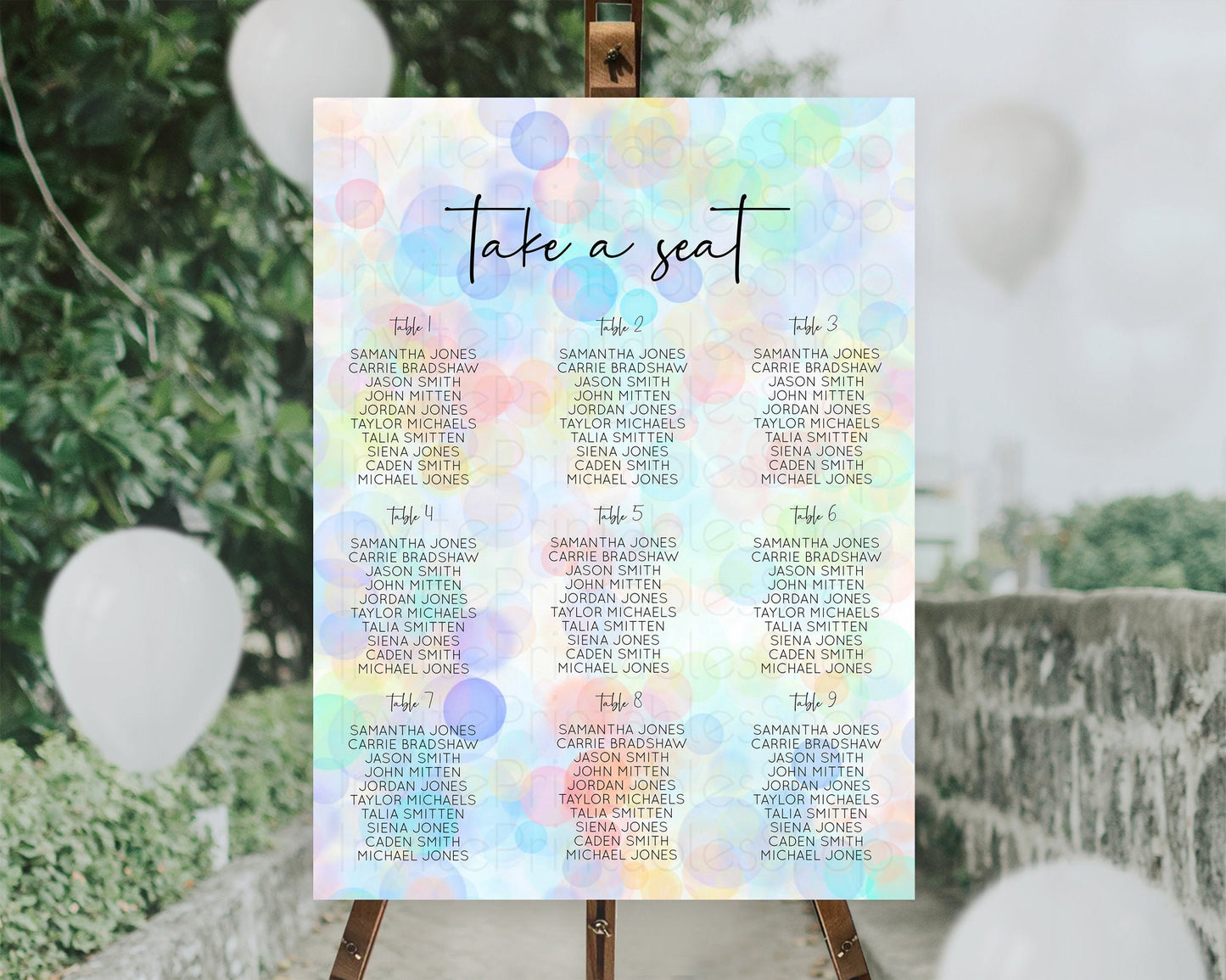 Bubbles Seating Chart Pastel Seating Chart Bath Bomb Party Pastel Bubbles Decor Watercolour Seating Board Confetti Seating Chart D10445