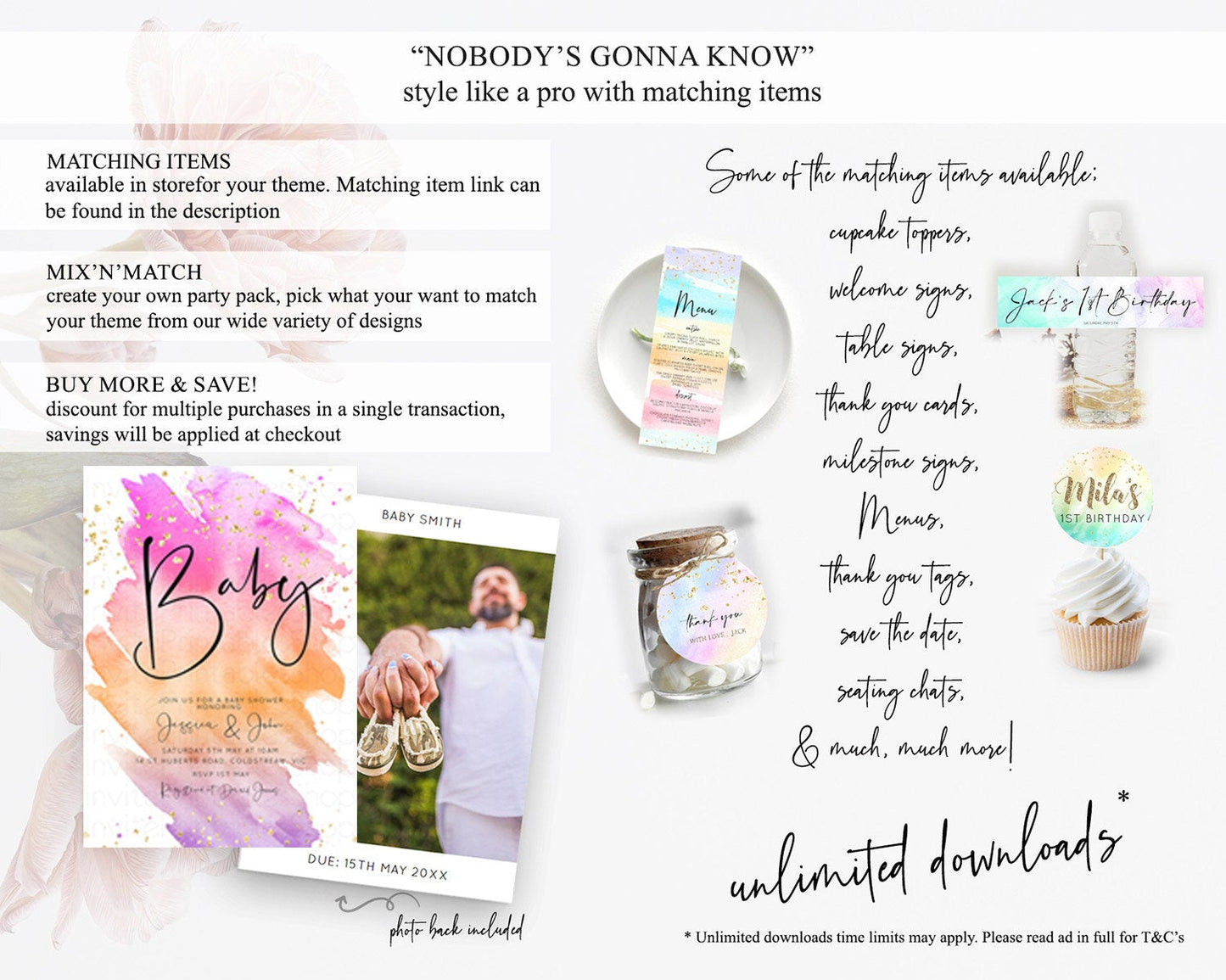 Pastel Baby Shower Invitation Rainbow Baby Shower Invitation Colorful Pastel Watercolor Invitation Gold Glitter Sprinkles Ombre D10488