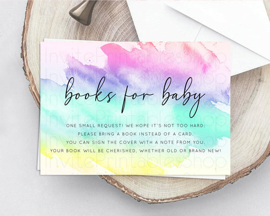 Editable Pastel Books For Baby Card Pastel Rainbow Book Insert Colorful Ombr
