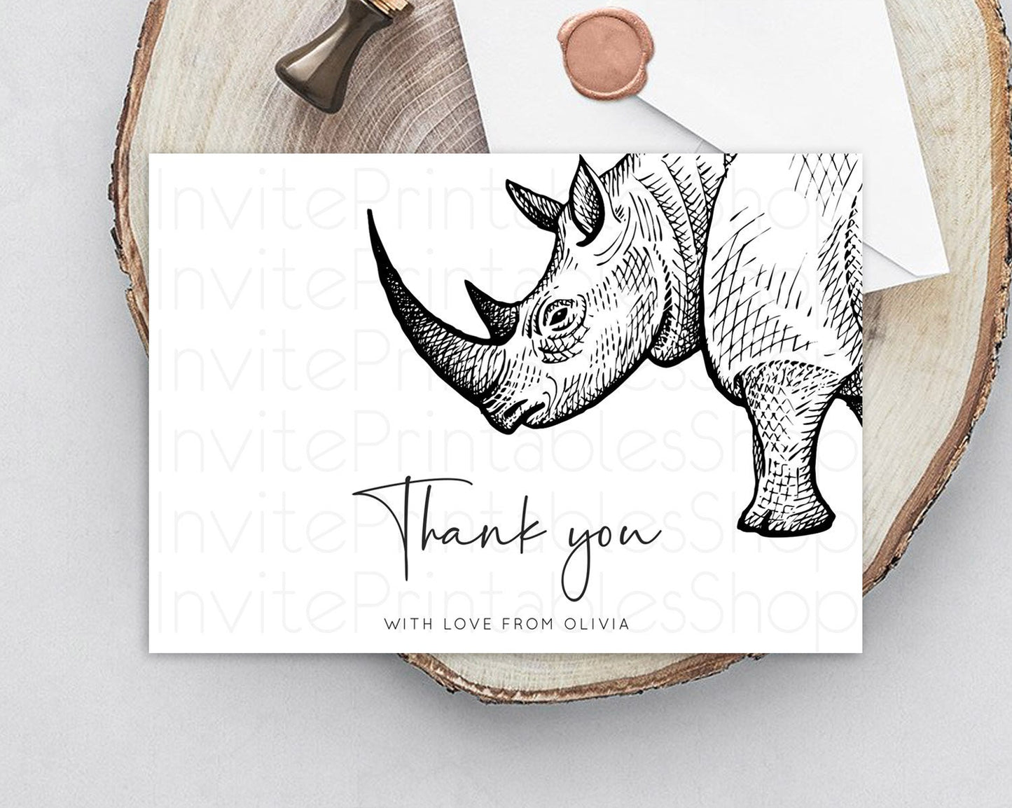 Rhino Thank You Rhino Thank You Card Rhino Birthday Thank You Card Rhino Card Template First Birthday Rhino Teacher Thank You Cards D10253