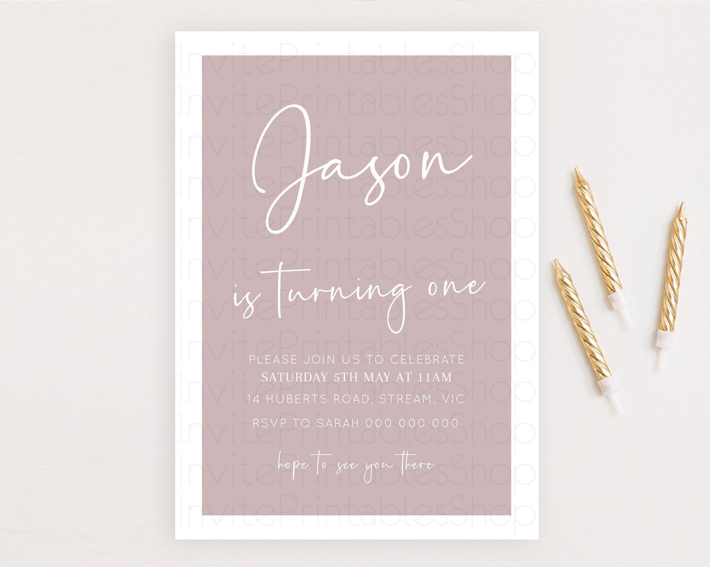 Pink Birthday Invitation Plain Pink Invitation Minimalist Invitation Pastel Pink Invitation Modern Invitation 2nd 1st First Birthday D10936