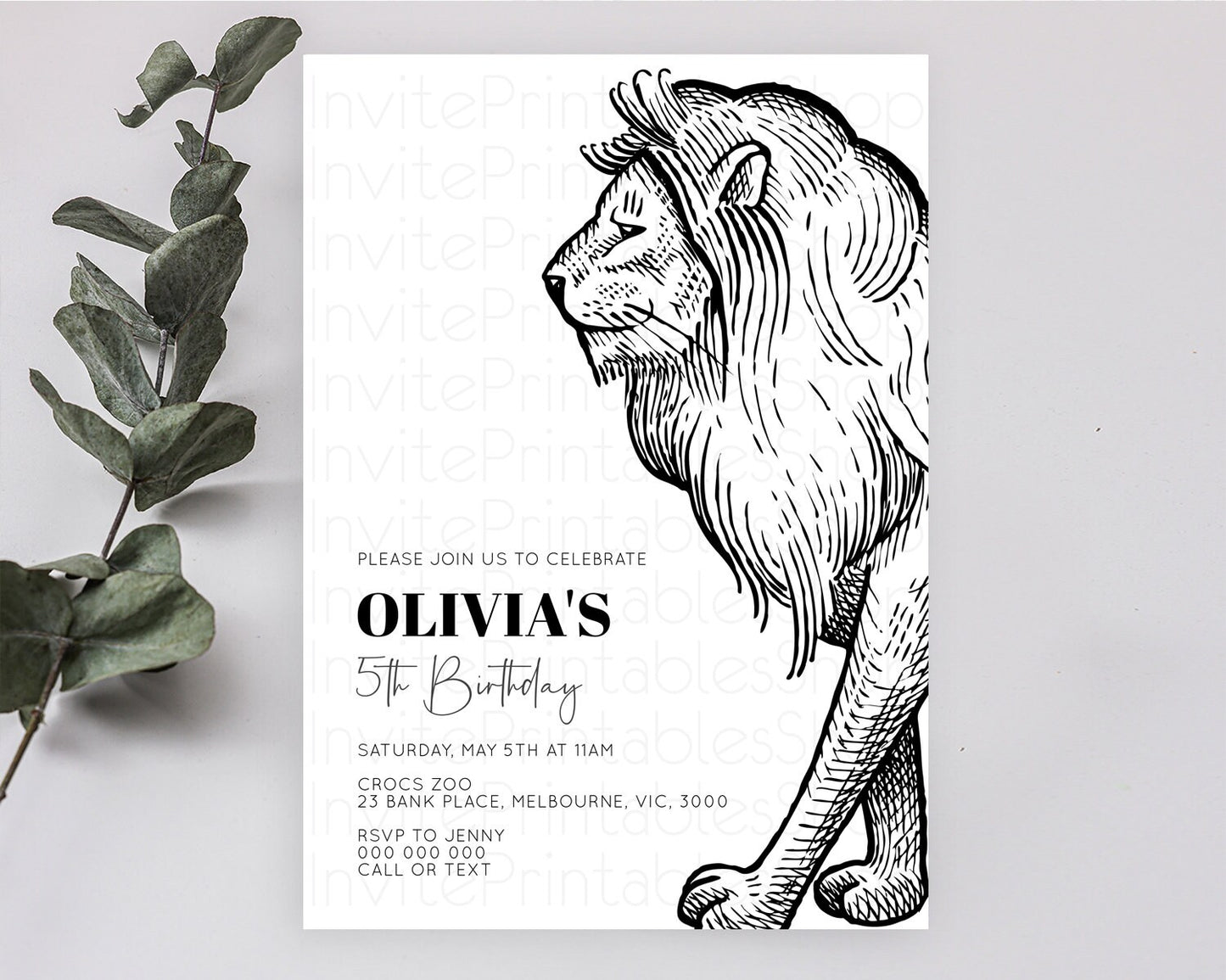 Lion Birthday Invitation Lion Invitation Modern Safari Lion Party 2 Wild 1 Safari Adventure Zoo Birthday Minimalist Lion Invites D10246