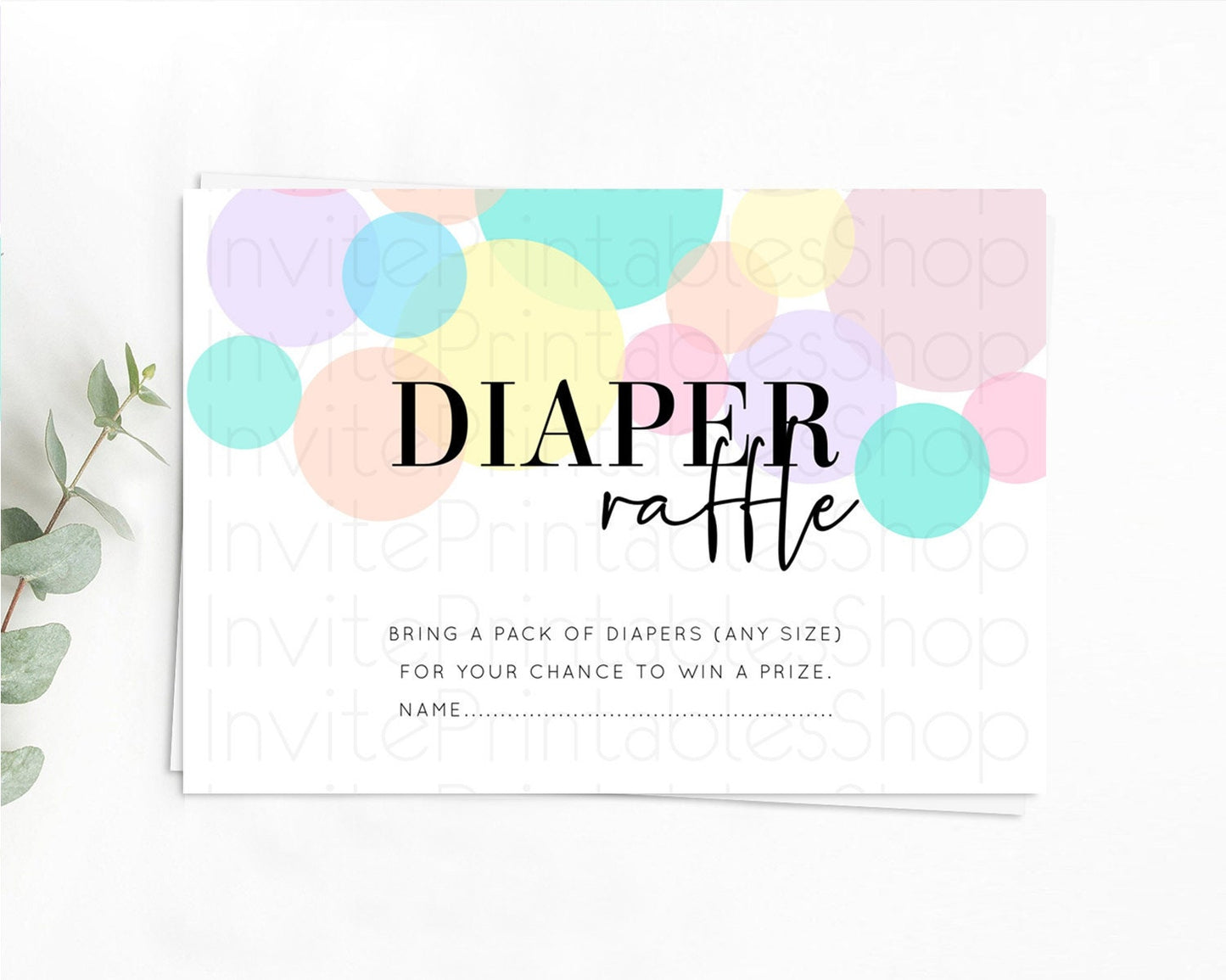 Pastel Diaper Raffle Card Pastel Rainbow Diaper Raffle Insert Colorful Ombre Watercolor Diaper Ticket Confetti Glitter Raffle Game D10223