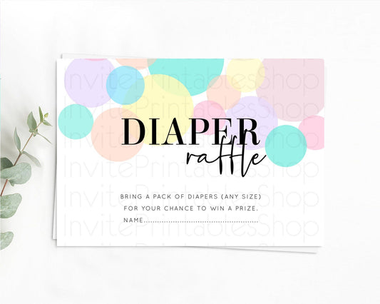 Pastel Diaper Raffle Card Pastel Rainbow Diaper Raffle Insert Colorful Ombre Watercolor Diaper Ticket Confetti Glitter Raffle Game D10223