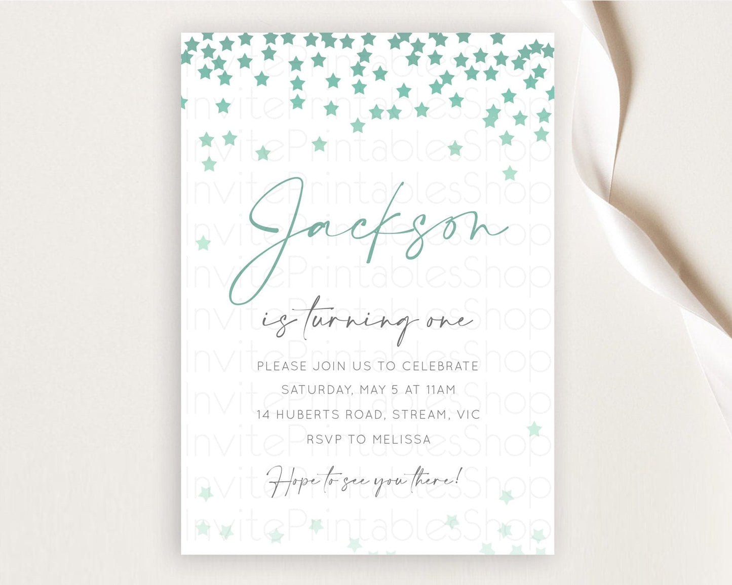 Star Birthday Invitation Pastel Stars Invite Shooting Star Party Rainbow Colorful Confetti Twinkle Little Star 2nd First Birthday D10310