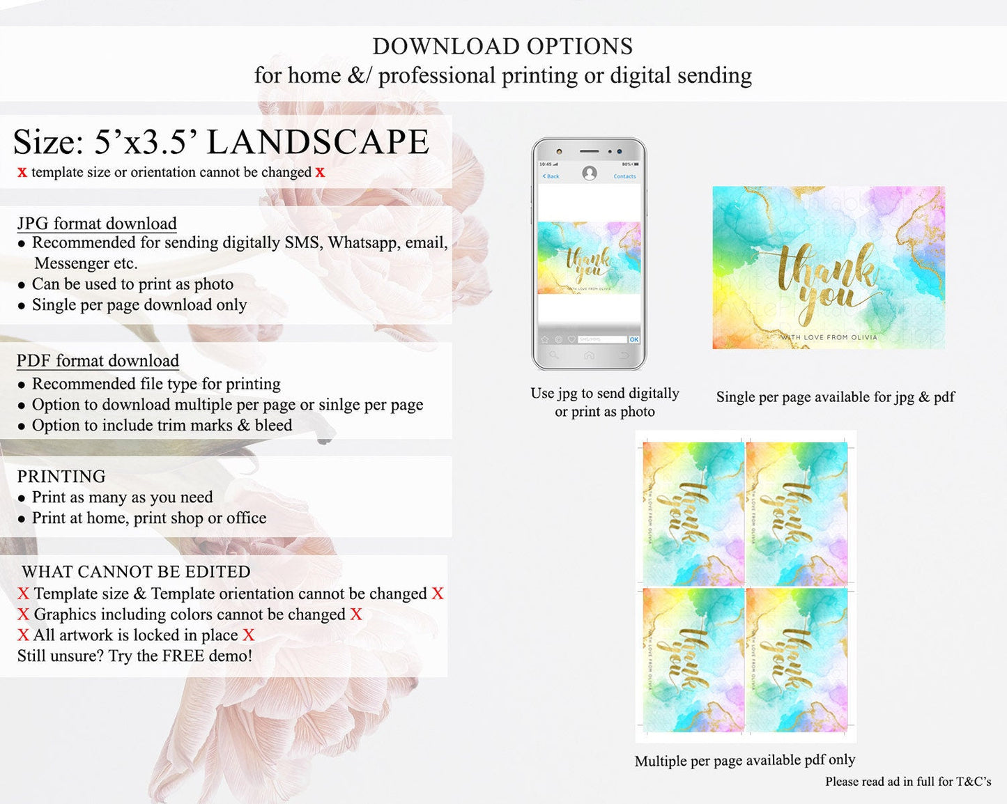 Pastel Thank You Rainbow Thank You Card Colorful Pastel Birthday Thank You Card Confetti Watercolor Pastel Teacher Thank You Cards D10392
