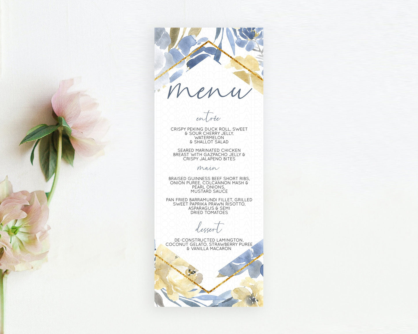 Editable Secret Garden Menu Wildflower Menu Template Pastel Flower Garden Ta