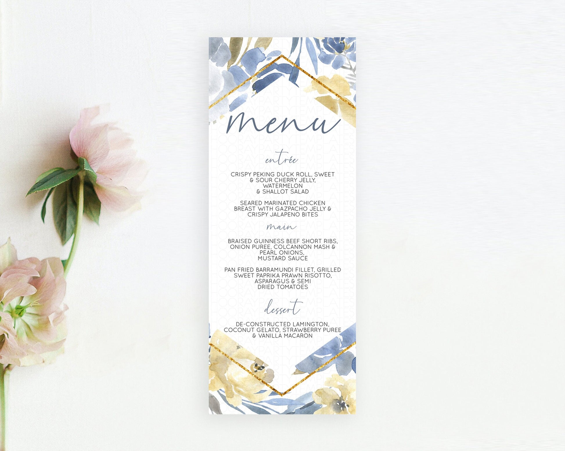 Editable Secret Garden Menu Wildflower Menu Template Pastel Flower Garden Ta