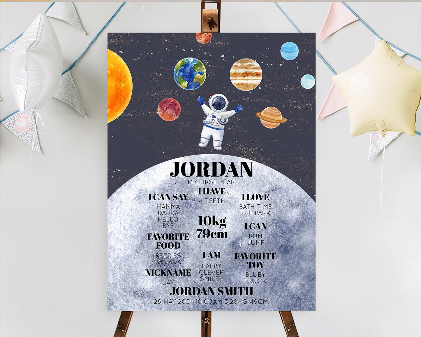 Space First Birthday Milestone Poster Space Milestone Board First Trip Around the Sun Planets Solar System ONE year Birthday Sign D10430