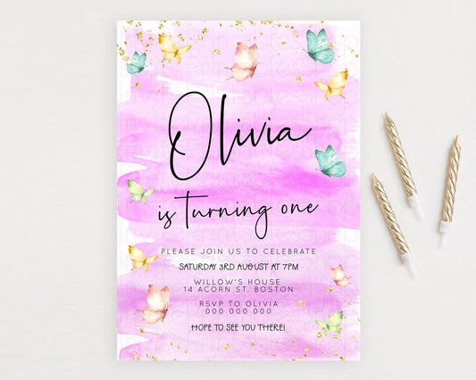 Editable Pastel Butterfly Birthday Invitation Butterfly Birthday Invitation