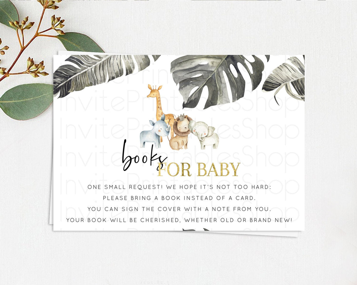 Safari Books For Baby Card Safari Book Insert Lion Gorilla Elephant Rhino Book Card Tropical Palm Zoo Guests Book Poem Request D10599