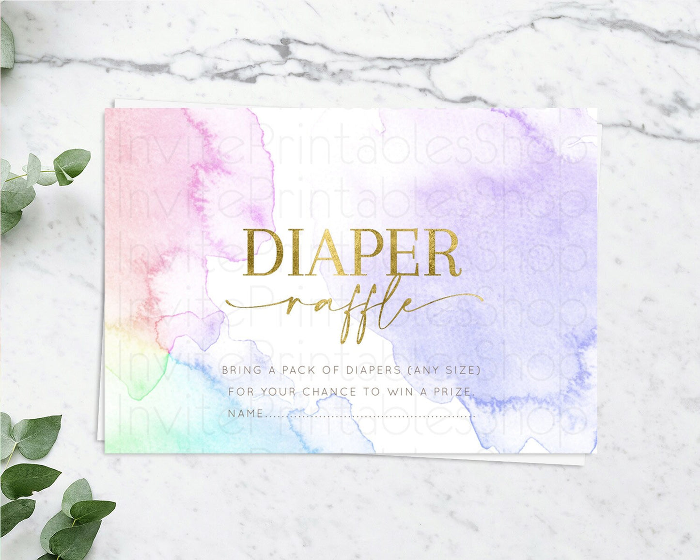 Pastel Diaper Raffle Card Pastel Rainbow Diaper Raffle Insert Colorful Ombre Watercolor Diaper Ticket Confetti Glitter Raffle Game D10215