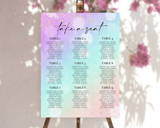 Editable Rainbow Seating Chart Pastel Seating Chart Colorful Pastel Watercol