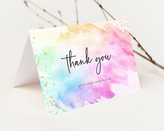 Pastel Thank You Rainbow Thank You Card Colorful Pastel Birthday Thank You Card Confetti Watercolor Pastel Teacher Thank You Cards D10449