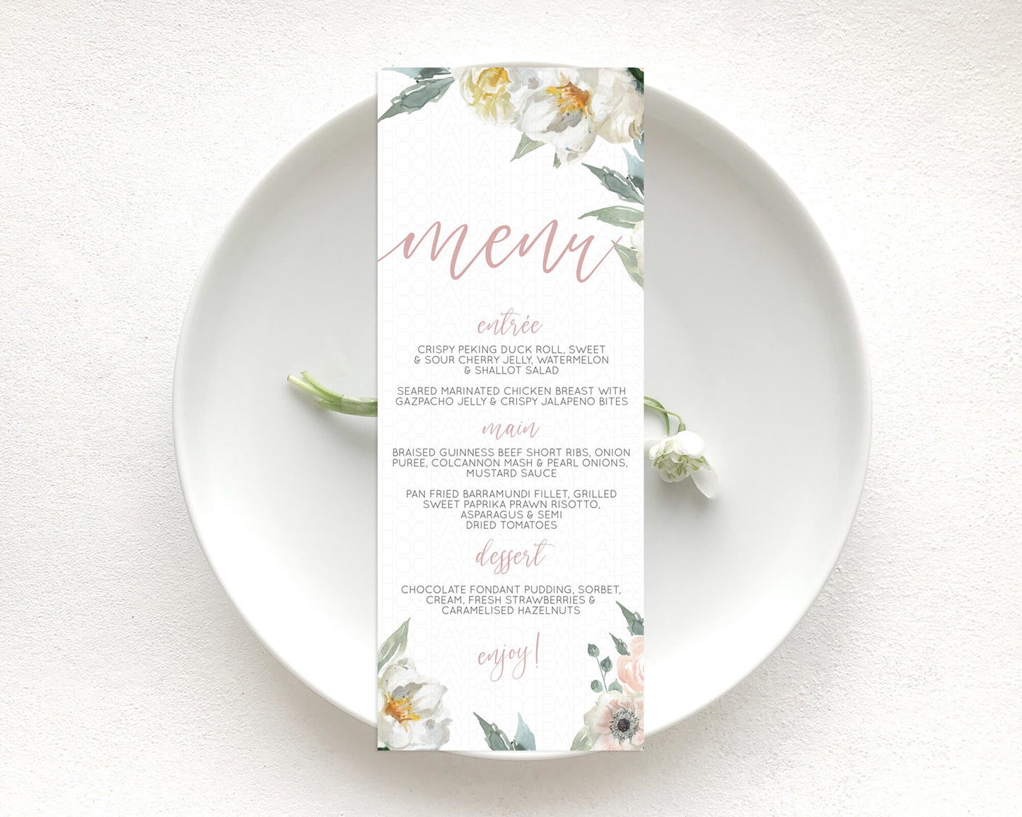 Secret Garden Menu Wildflower Menu Template Pastel Flower Garden Table Decor Boho Floral Dinner Dessert Floral Party Food Menu D10121