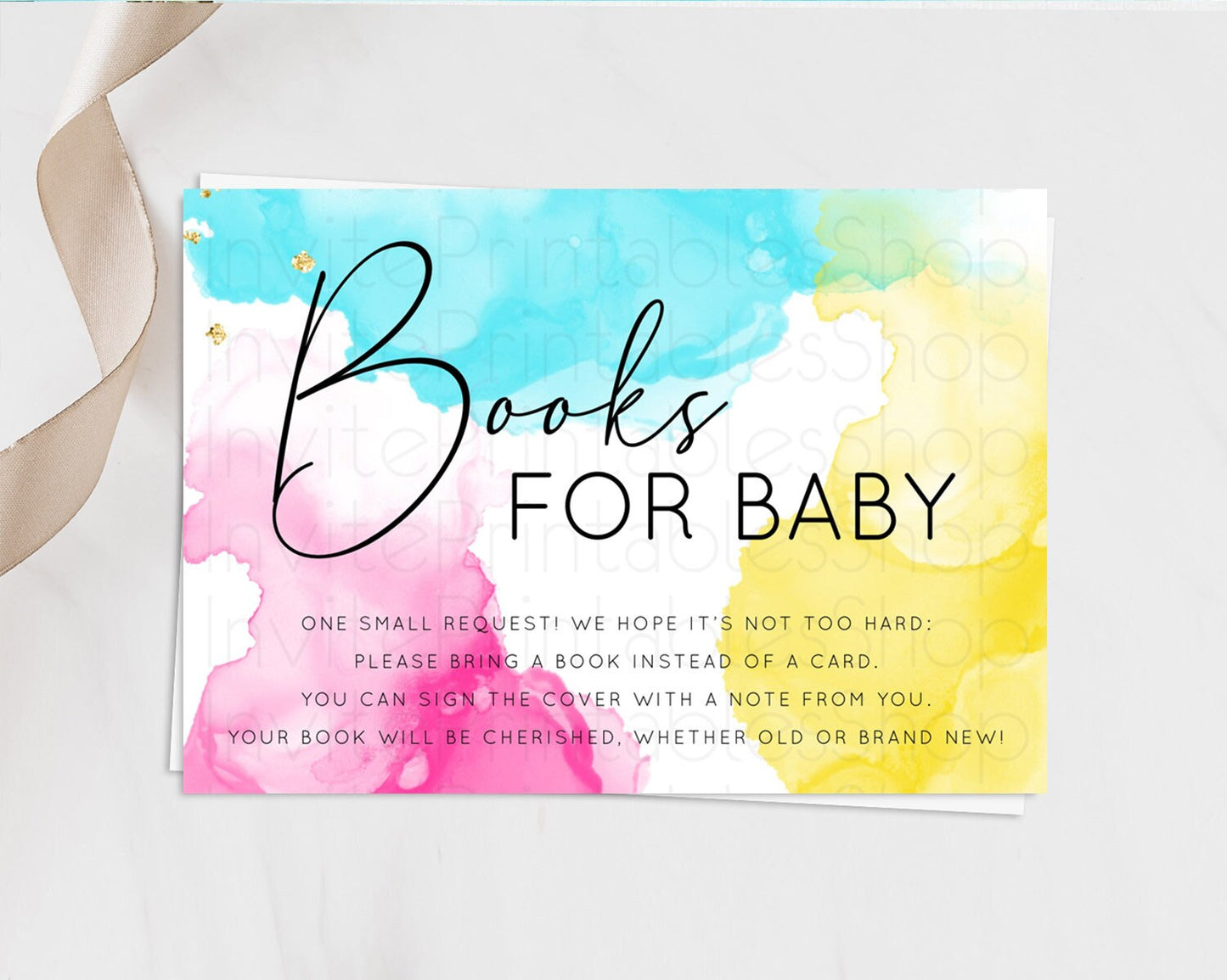 Pastel Books For Baby Card Pastel Rainbow Book Insert Colorful Ombre Watercolor Book Card Confetti Glitter Baby Book Poem Request D10898