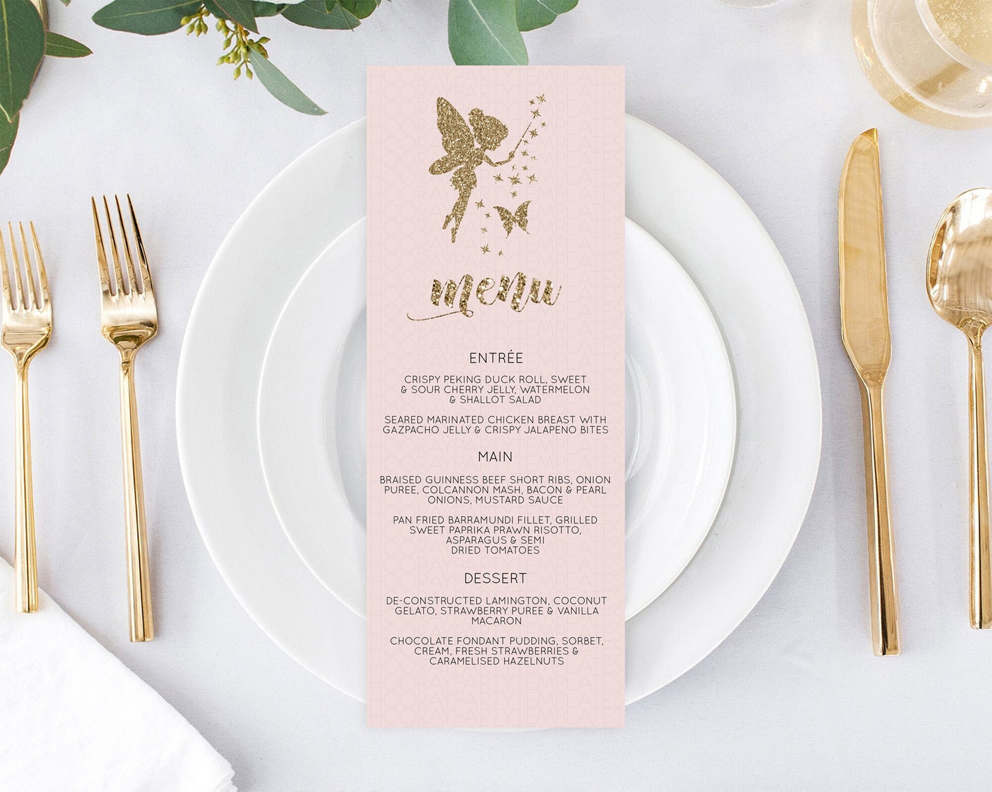 Editable Fairy Menu Fairy Menu Template Enchanted Garden Pastel Floral Butte