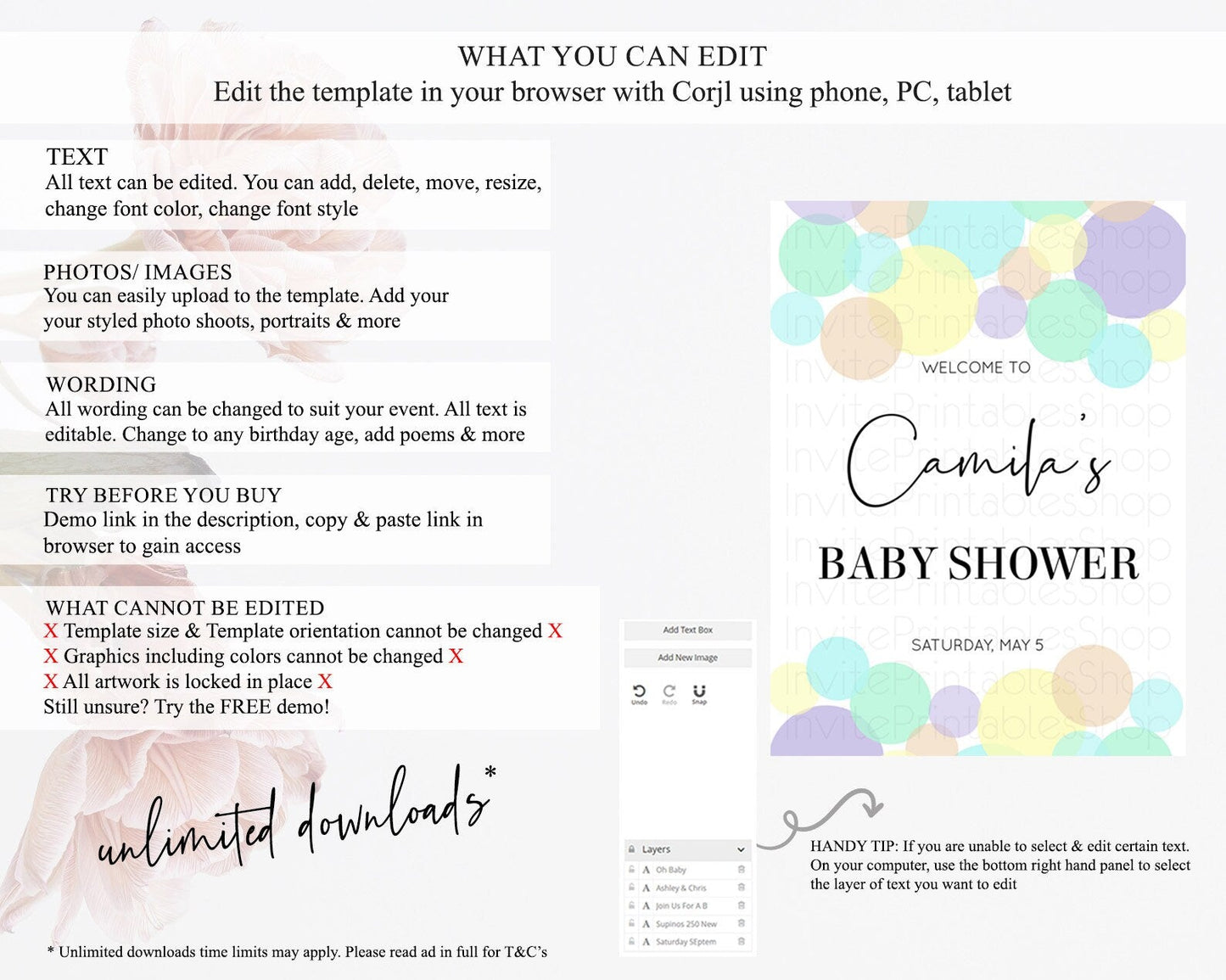 Rainbow Baby Shower Welcome Sign Pastel Welcome Board Pastel Rainbow Confetti Welcome Sign Colorful Bubbles Pastel Welcome Sign D10414