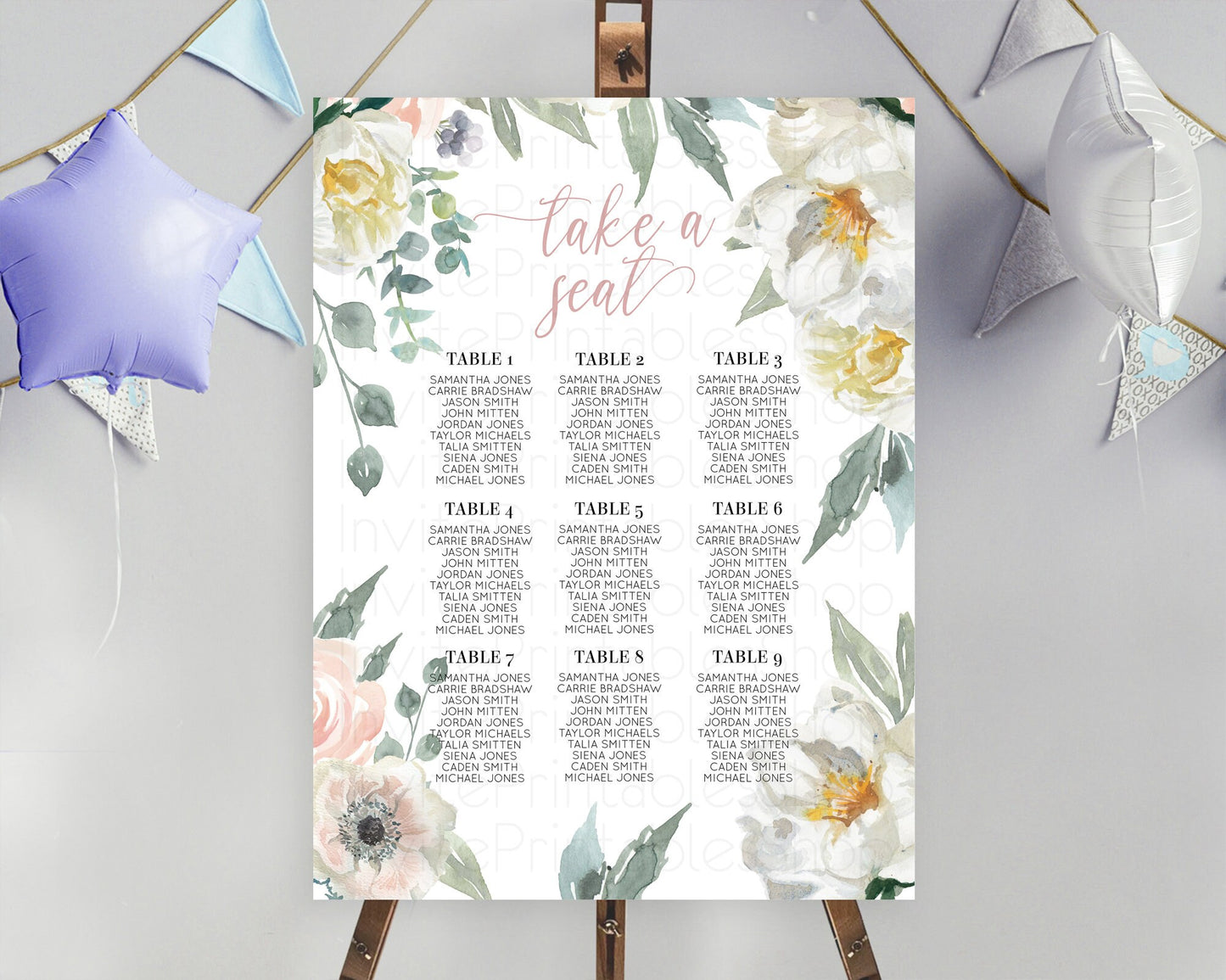 Secret Garden Seating Chart Wildflower Seating Chart Pastel White Flower Seating Chart Enchanted Garden Boho Floral Take A Seat Décor D10121