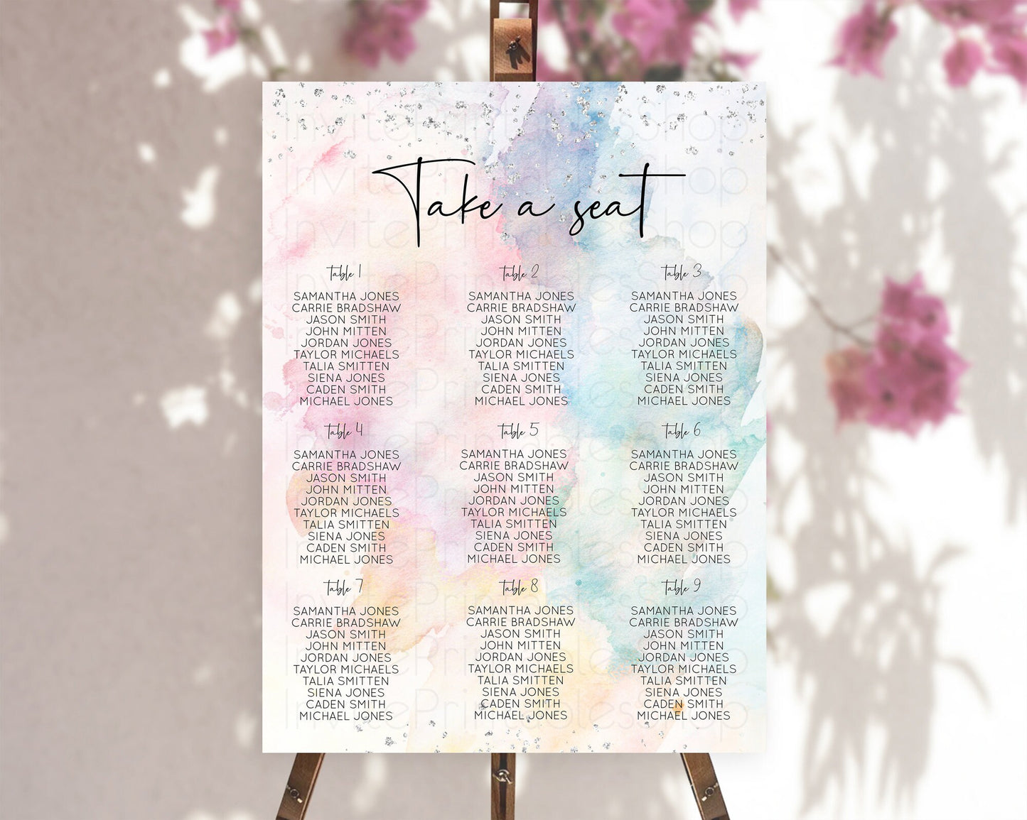 Editable Rainbow Seating Chart Pastel Seating Chart Silver Sprinkles Colorfu