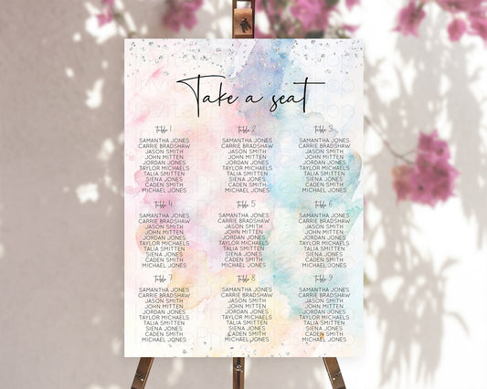 Editable Rainbow Seating Chart Pastel Seating Chart Silver Sprinkles Colorfu