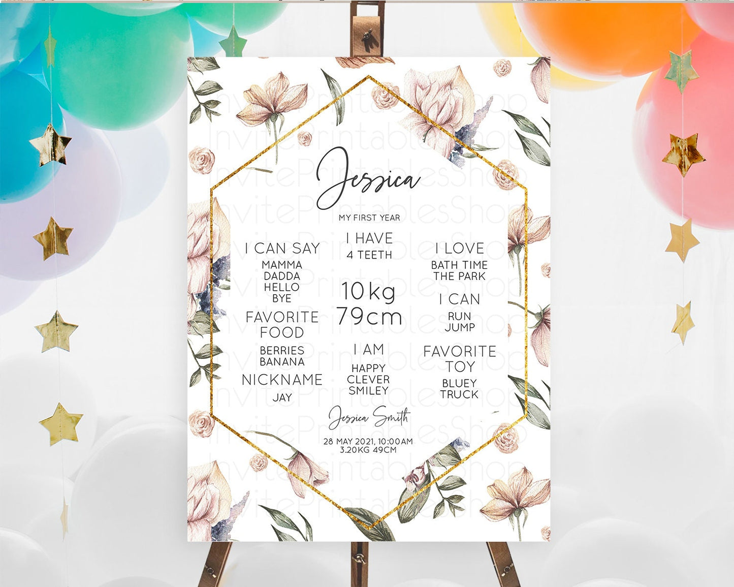 Secret Garden Milestone Board Wildflower First Birthday Milestone Poster Pastel Flowers Milestone Boho Wildflower 1st Birthday Sign D10504