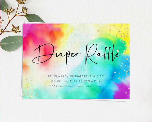 Tie Dye Diaper Raffle Card Rainbow Tie Dye Diaper Raffle Insert Pastel Rainbow Watercolor Diaper Ticket Tie Dye Colors Raffle Game D10462