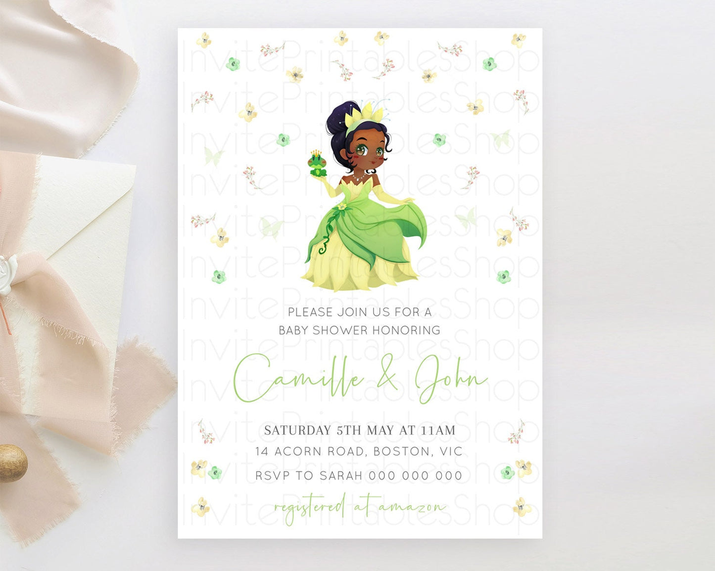 Pastel Princess Baby Shower Invitation Floral Castle Invitation Royal Baby Invite Enchanted Castle Pastel Flower Garden Baby Shower D10348