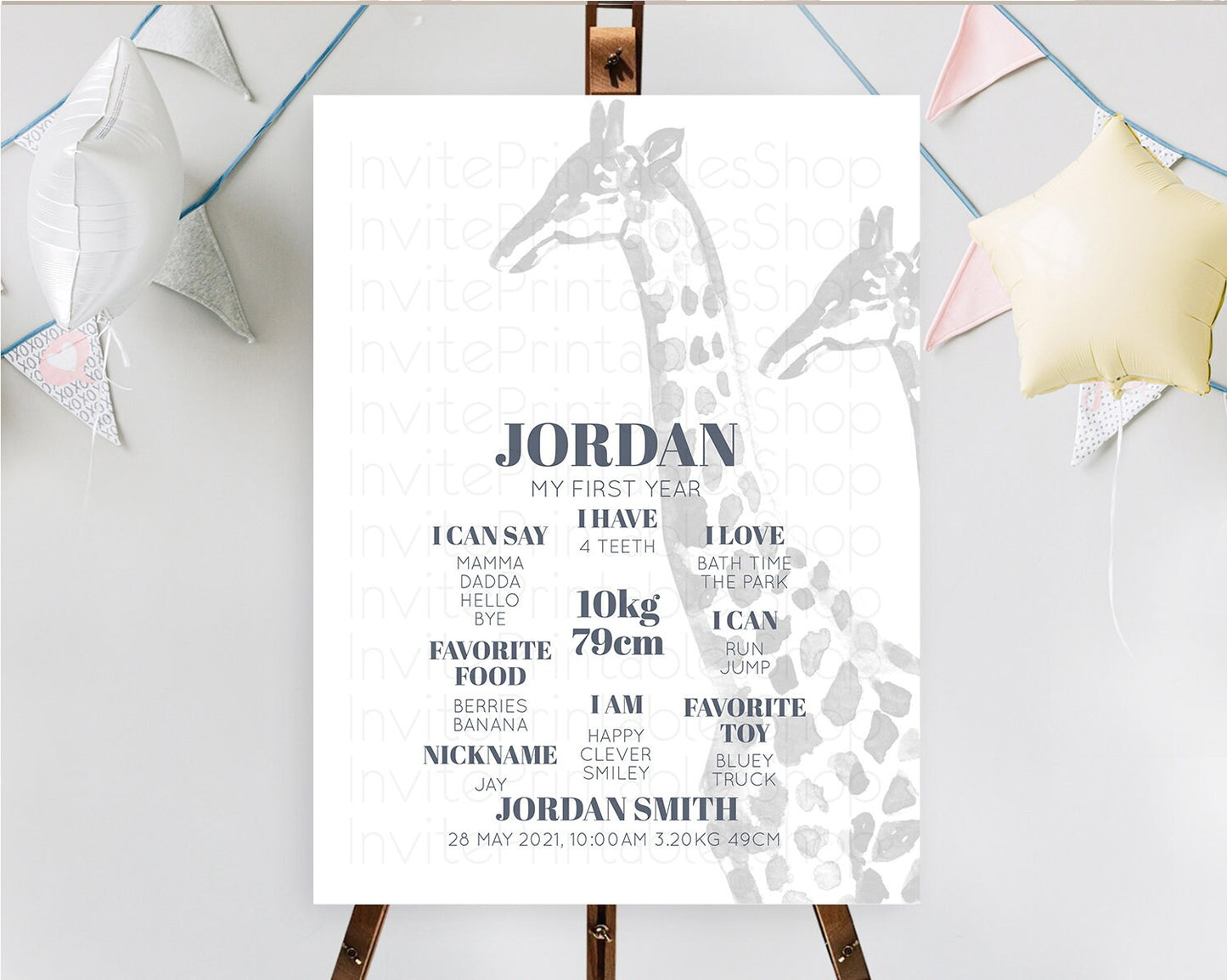 Giraffe First Birthday Milestone Board Giraffe Milestone Poster Giraffe Decor Safari Adventure Giraffe First Birthday Welcome Sign D10306