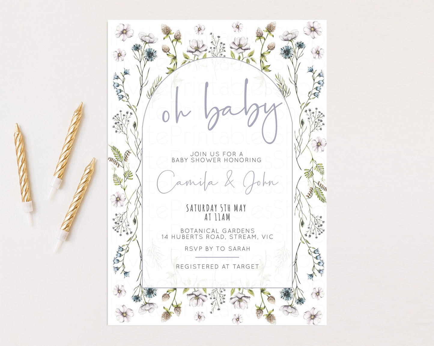 Secret Garden Baby Shower Invitation Enchanted Garden Shower Invitation Whimsical Floral Shower Boho Botanical High Tea Party Wildflower 587