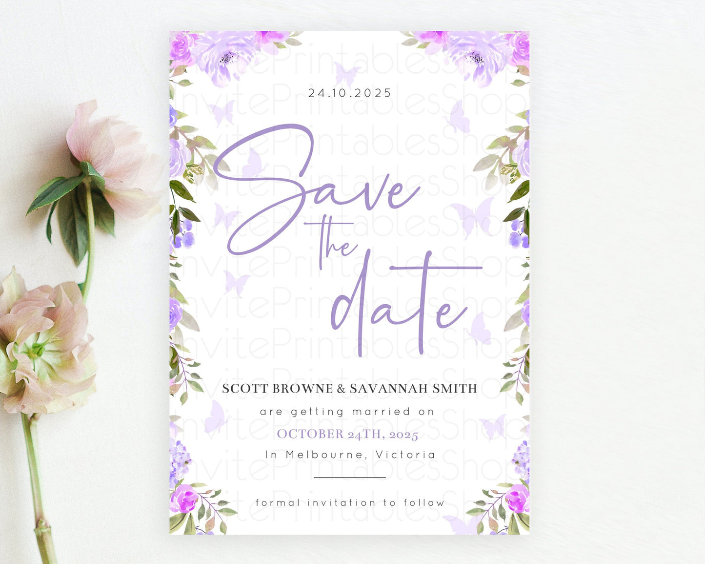 Wildflower Save The Date Template Secret Garden Save The Date Pastel Floral Garden Party Boho Flowers Birthday Baby Shower Wedding D10719