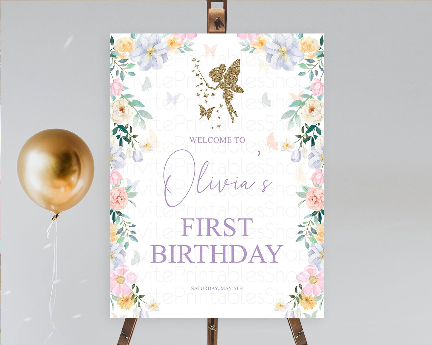Fairy Welcome Sign Fairy Welcome Board Enchanted Garden Pastel Floral Butterfly Decor Secret Garden First Birthday Welcome Sign D10474