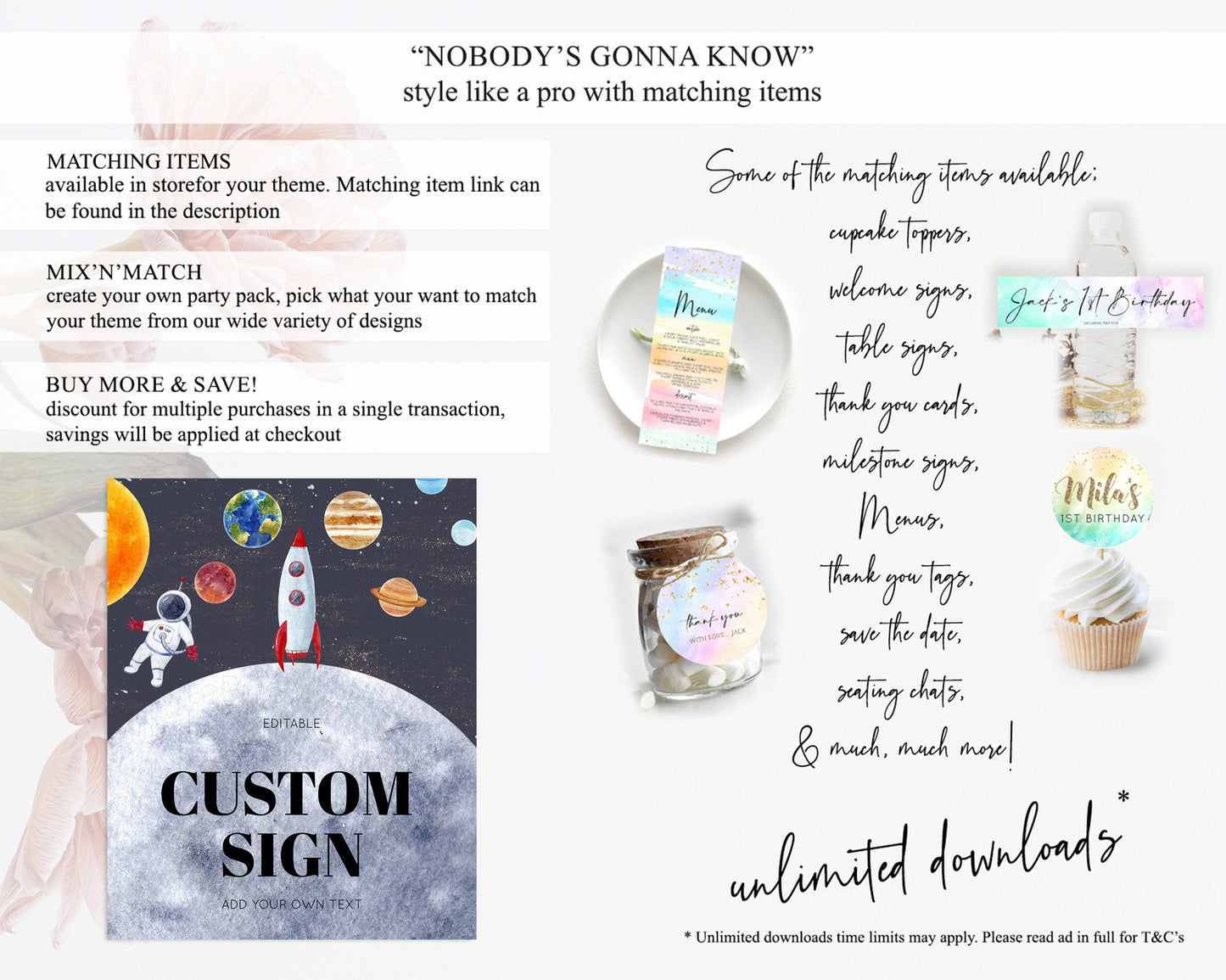 Space Table Sign Decor Galaxy Space Adventure Party First Trip Around the Sun Planets Solar System 1st Birthday Baptism Baby Shower D10430