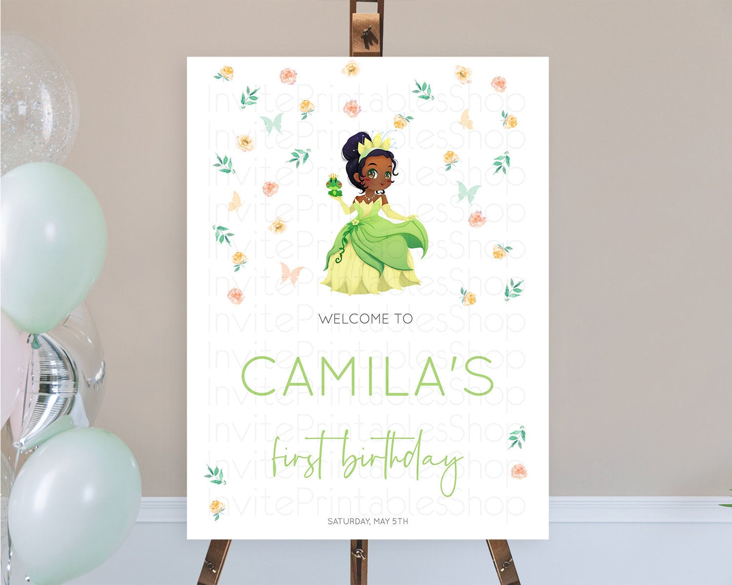 Princess Birthday Welcome Sign Castle Welcome Board Secret Garden Enchanted Castle Pastel Floral Garden First Birthday Welcome Sign D10358