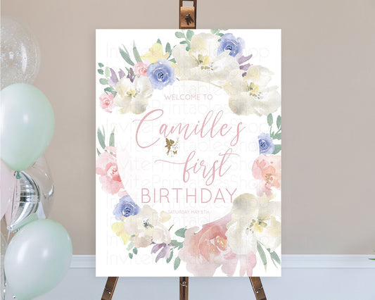 Editable Fairy Welcome Sign Fairy Welcome Board Enchanted Garden Pastel Flor