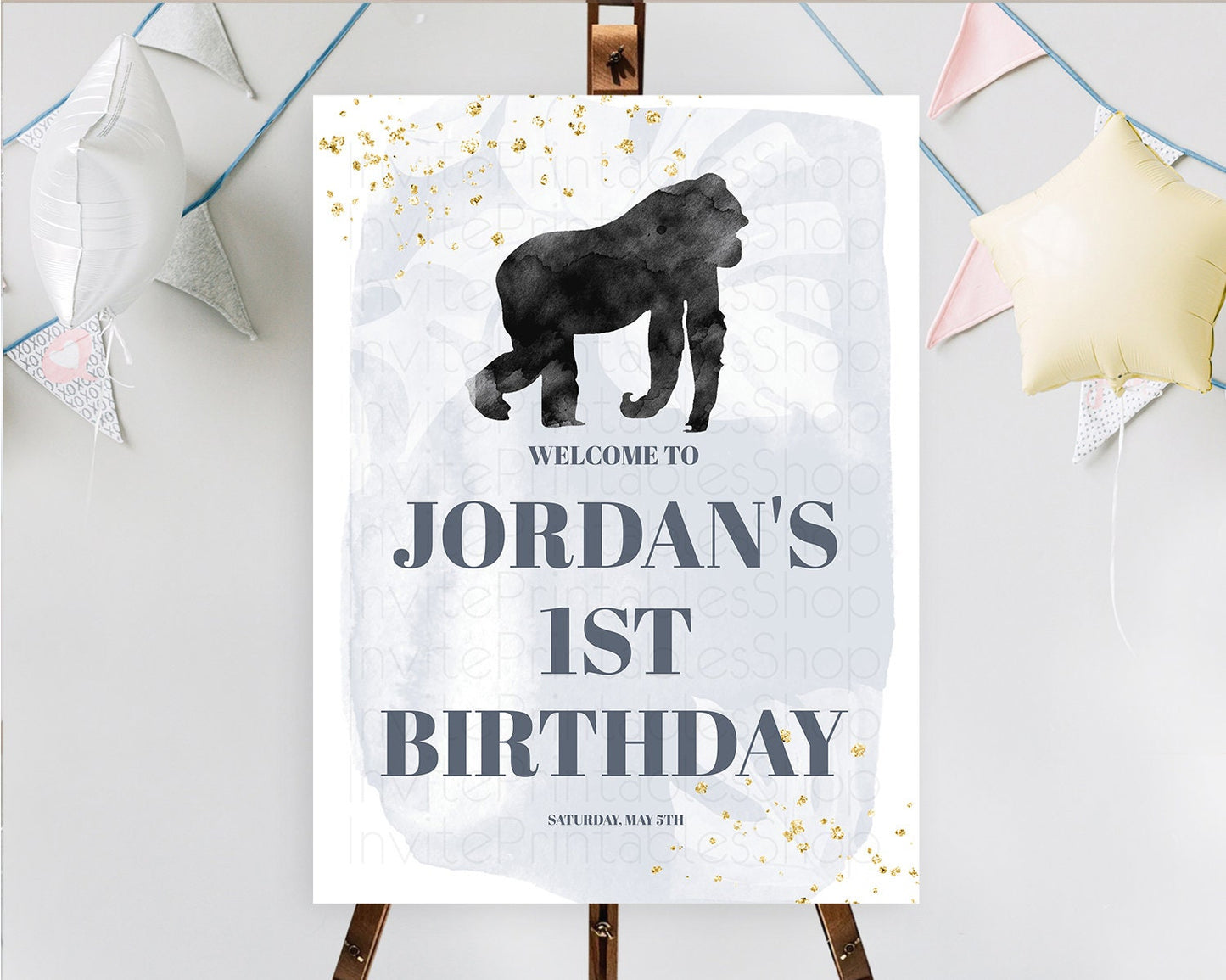 Gorilla Welcome Sign Gorilla Welcome Board Gorilla Party Welcome Poster Safari Adventure Decor Gorilla First Birthday Welcome Sign D10443