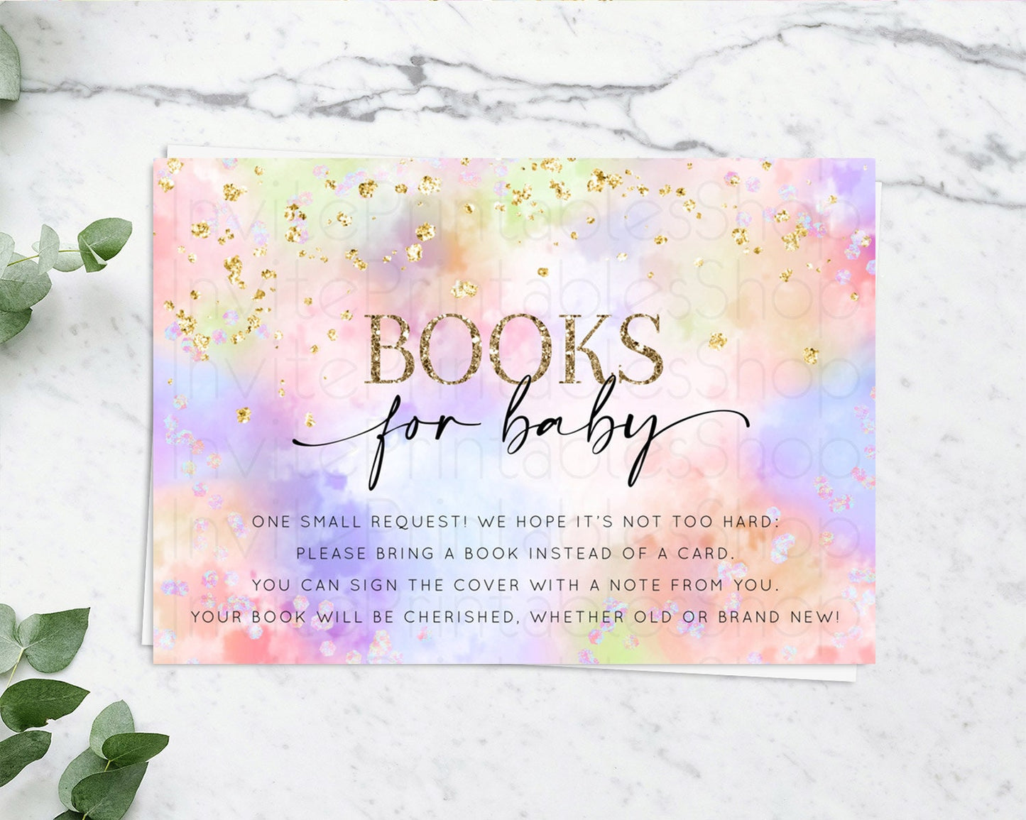 Pastel Books For Baby Card Pastel Rainbow Book Insert Colorful Ombre Watercolor Book Card Confetti Glitter Baby Book Poem Request D10610