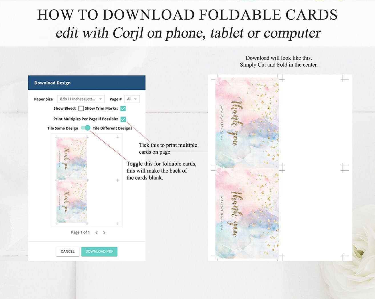 Pastel Rainbow Thank you Colorful Watercolor Gift Cards Splash Gold Glitter Card Birthday Engaged Baby Shower Wedding Folded/ Postcard 276
