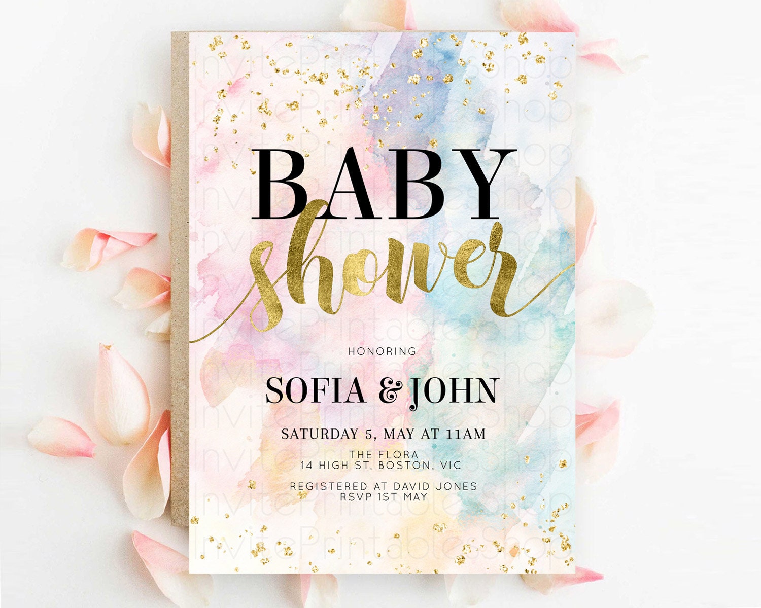 Editable Pastel Baby Shower Invitation Rainbow Baby Shower Invitation Colorf