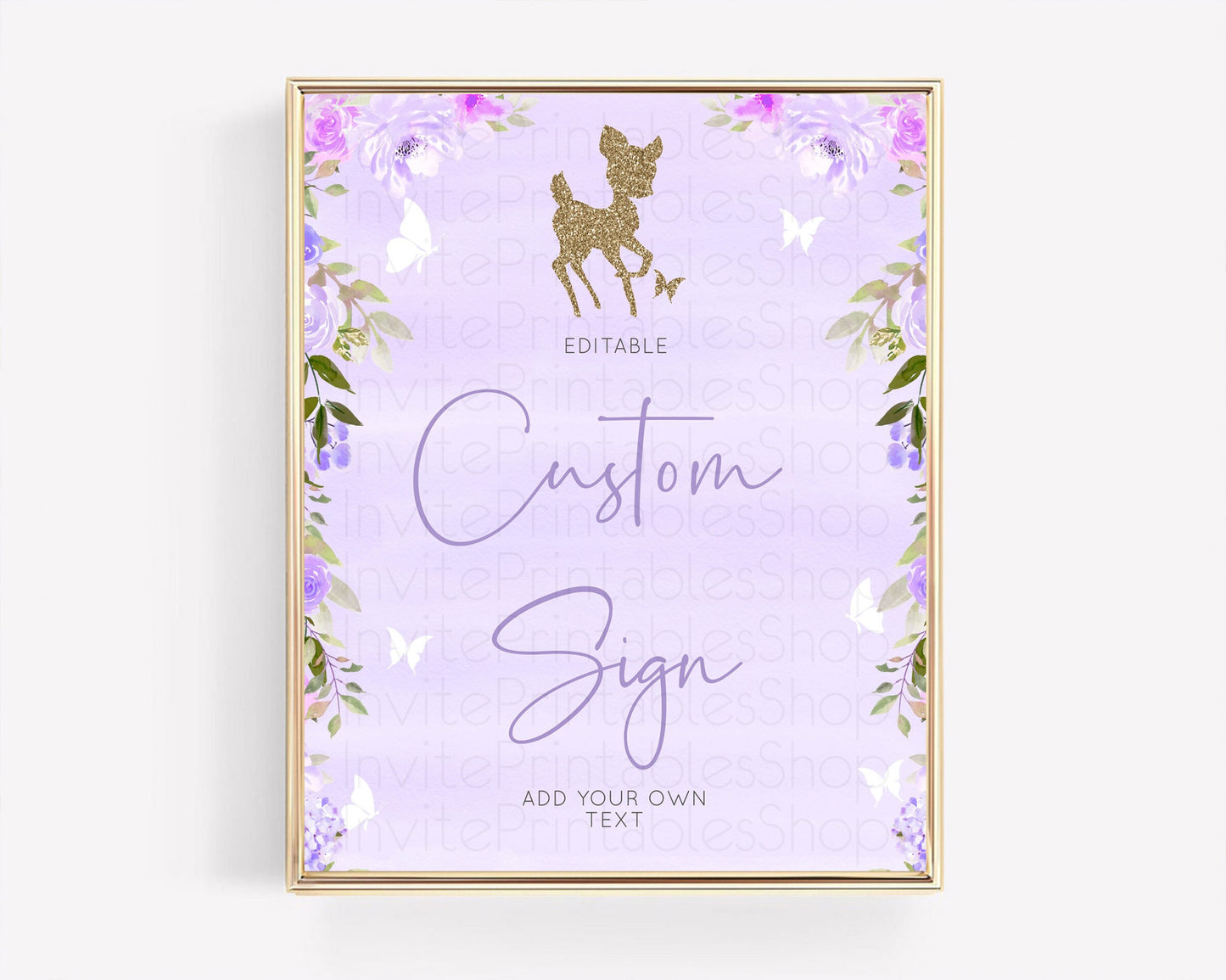 Fawn Deer Sign Pastel Floral Deer Table Sign Decor  Enchanted Forest Butterfly Party 1st Birthday Baptism Baby Shower Bridal Shower D10963