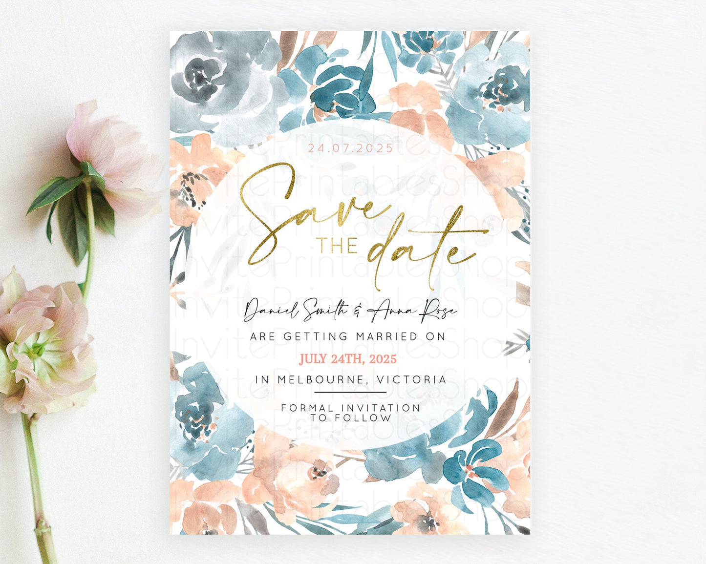 Wildflower Save The Date Template Secret Garden Save The Date Pastel Floral Garden Party Boho Flowers Birthday Baby Shower Wedding D10190