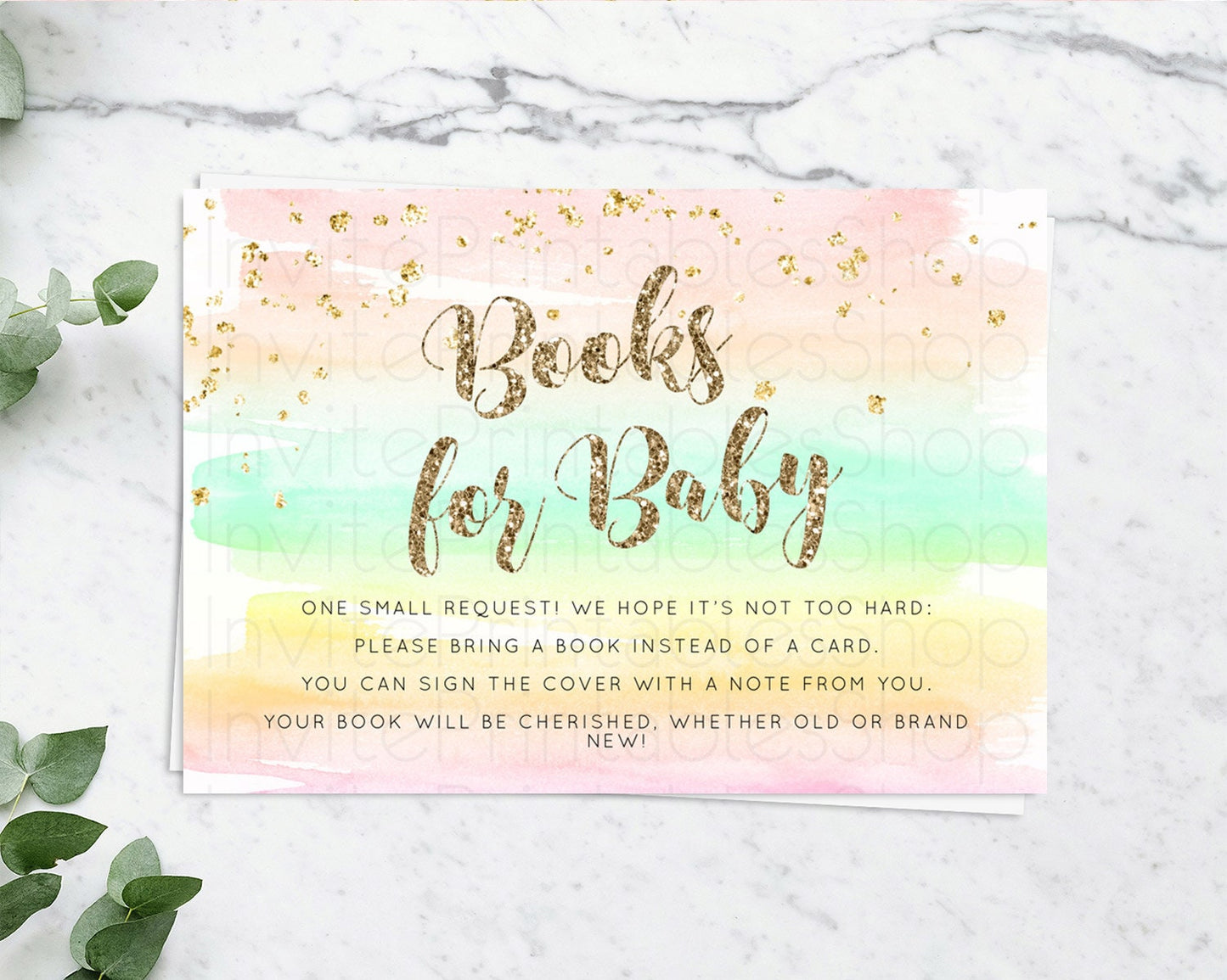 Pastel Books For Baby Card Pastel Rainbow Book Insert Colorful Ombre Watercolor Book Card Confetti Glitter Baby Book Poem Request D10592