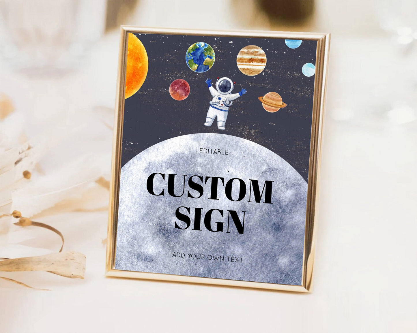 Space Table Sign Decor Galaxy Space Adventure Party First Trip Around the Sun Planets Solar System 1st Birthday Baptism Baby Shower  D10430