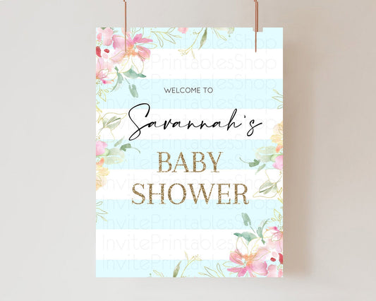 Editable Secret Garden Baby Shower Welcome Sign Wildflower Welcome Board Pas